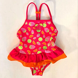LuvGear Sun Alert pink with fruit swimsuit for toddler size 2T
